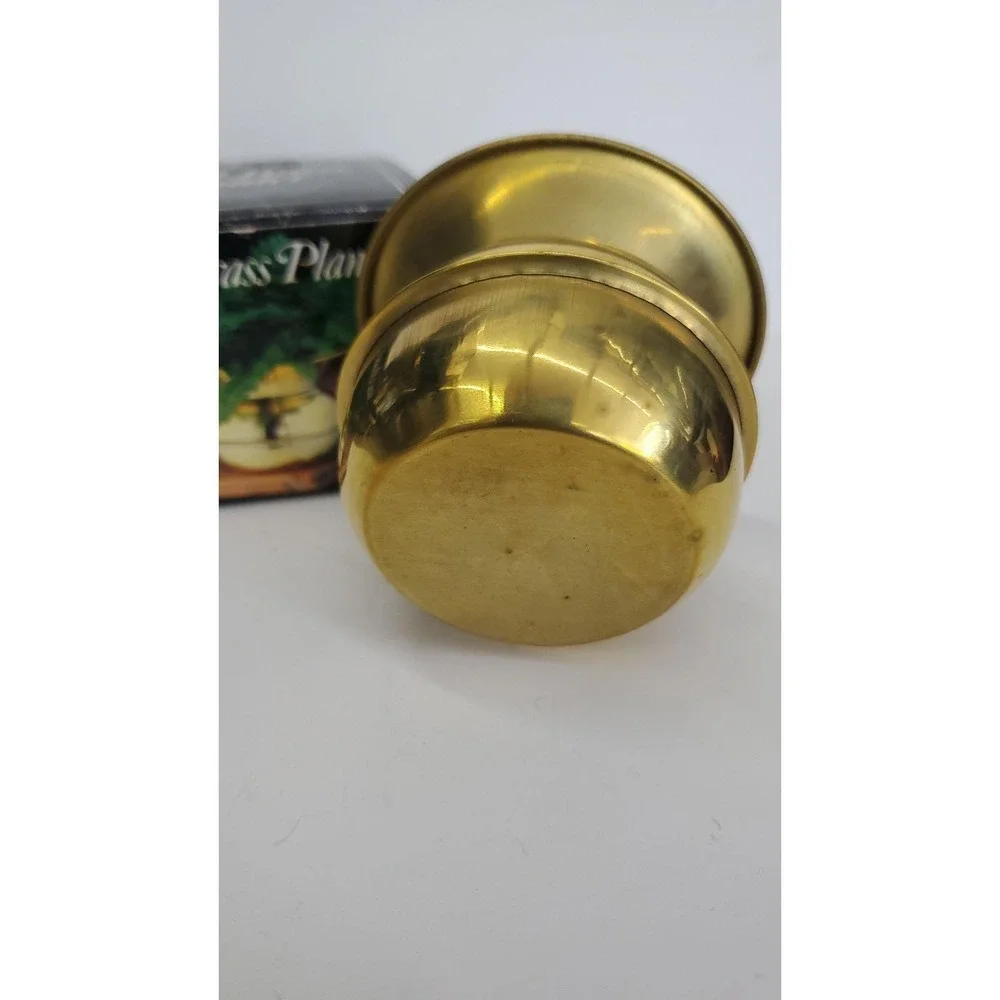 Vintage Solid Brass Planter Flared Rim Gold Tone Decorative Pot with Box